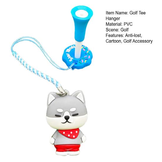 Cartoon Dog Golf Tee Hanger Plastic Anti Lost Golf Tee Ring with Strap Tee Loss Prevention Golf Accessory for Men Women Golfer