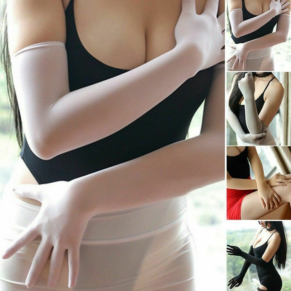 Protection Full Finger Mesh Long Sheer Finger Pantyhose Gloves Seamless Mitten Transparent Gloves