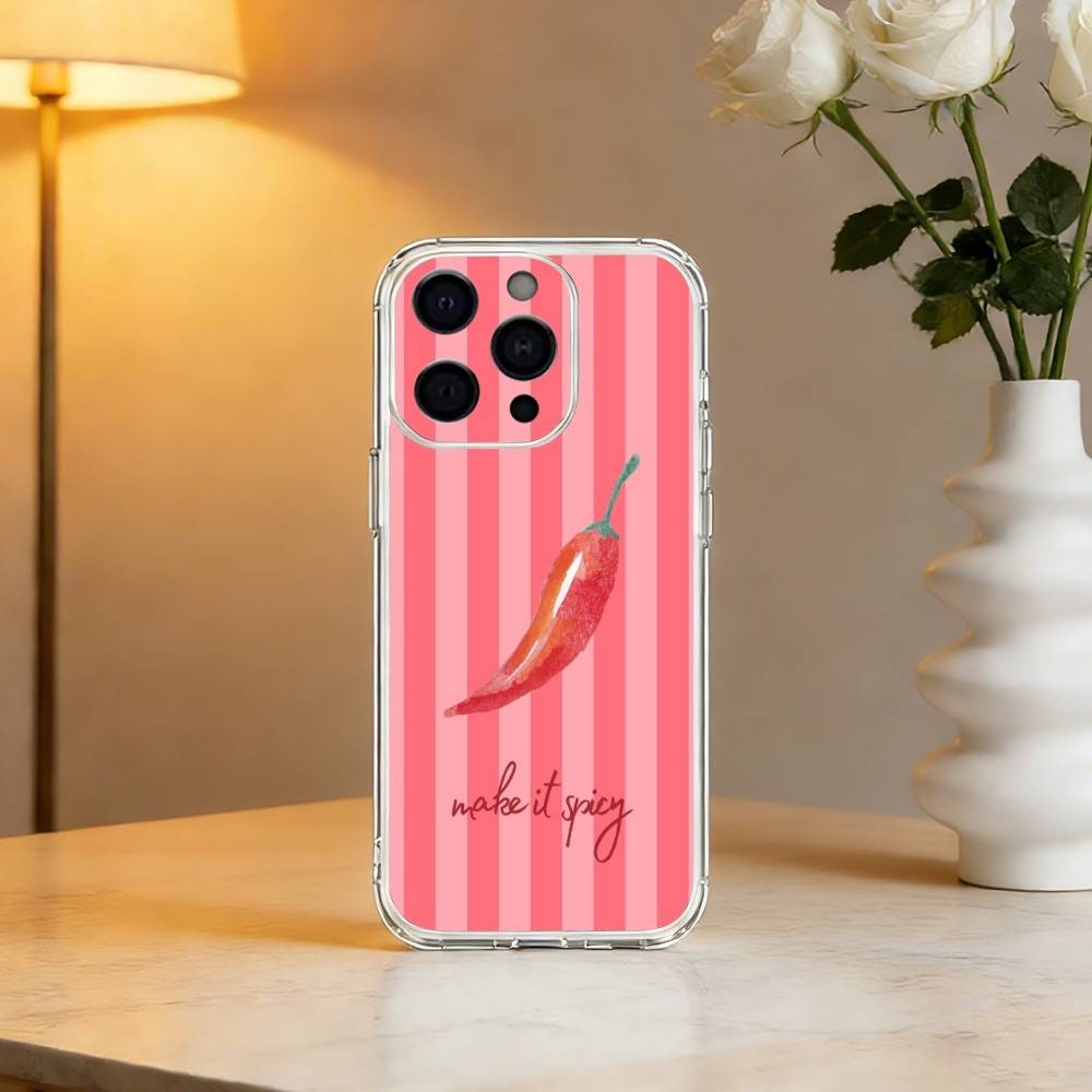 Love Red Chili Phone Case For iPhone 17 16 15 14 13 12 11 Mini Pro Max Plus Transparent Cover