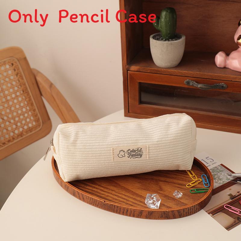 Pastel Corduroy Pen Bag With Slim Design For School And Office Use