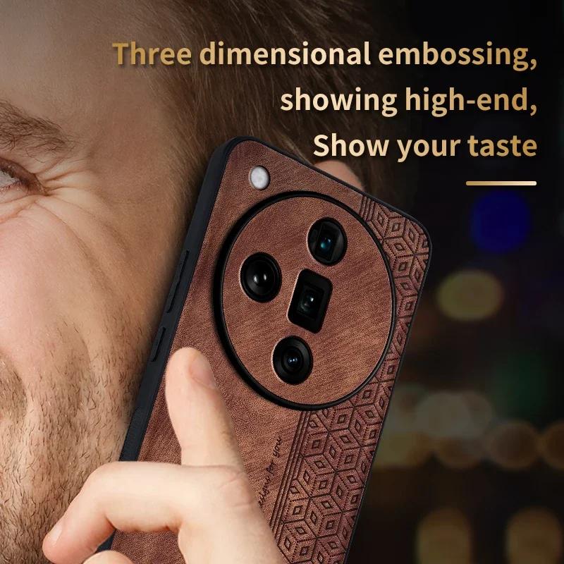 Luxusní 3D embosované kožené pouzdro pro Oppo Find X6 X6 Pro X7 X7 Ultra Pocit kůže Měkký okraj Odolný nárazník Zadní kryt Funda