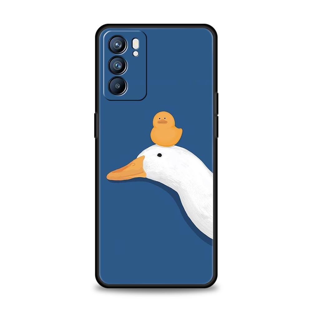 Phone Case For Oppo A54 A53 A52 A9 A15 A95 A17 A16 A76 A74 A57 A31 Find X6 Pro X5 Reno8 Reno7 Reno6 Pro 5G Cover Duck Art