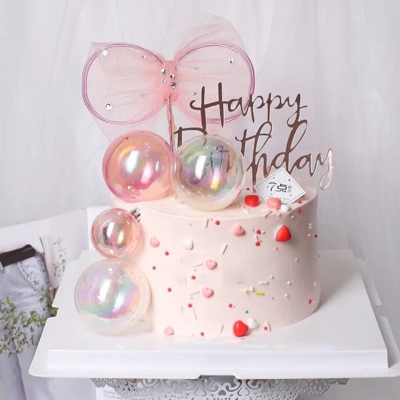 Vibrant Multicolor Transparent Christmas Ball Ornament for Festive Cake Decoration