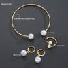 IF ME 4Pcs/Set Simple Earrings Ring Bangle for Women Vintage Exquisite Gold Color Jewelry Set Female Wedding Party Jewelry Gifts