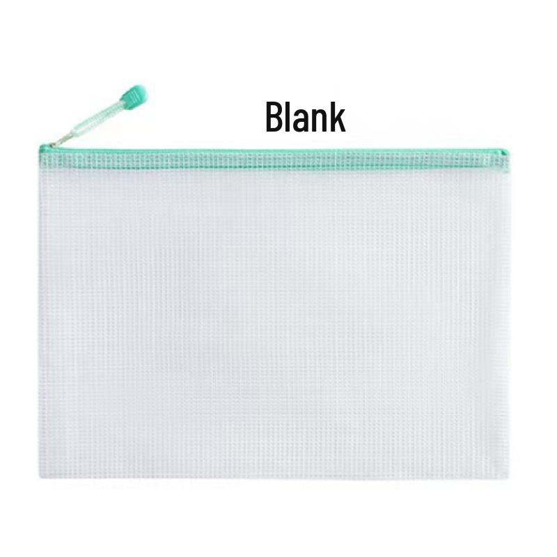 Thickened A4 Waterproof Document Bag with Zipper - Transparent Grid for Office, Test, Archives & Storage