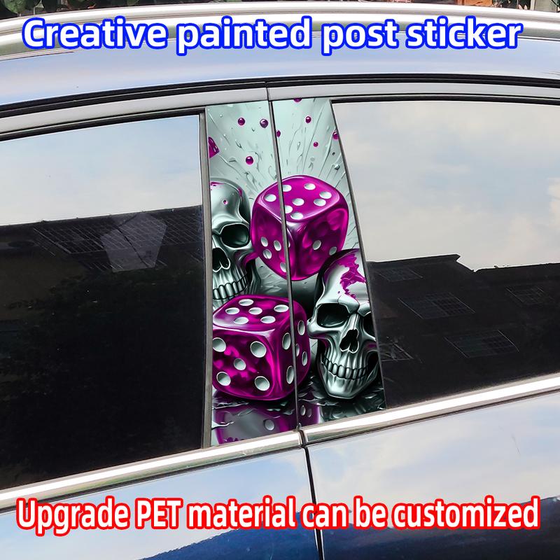 Dice Skull Car Sticker Auto B Pillar Waterproof Sunscreen Center Column Decor Cover Scratches Car Doors Pillar Decal Accessories
