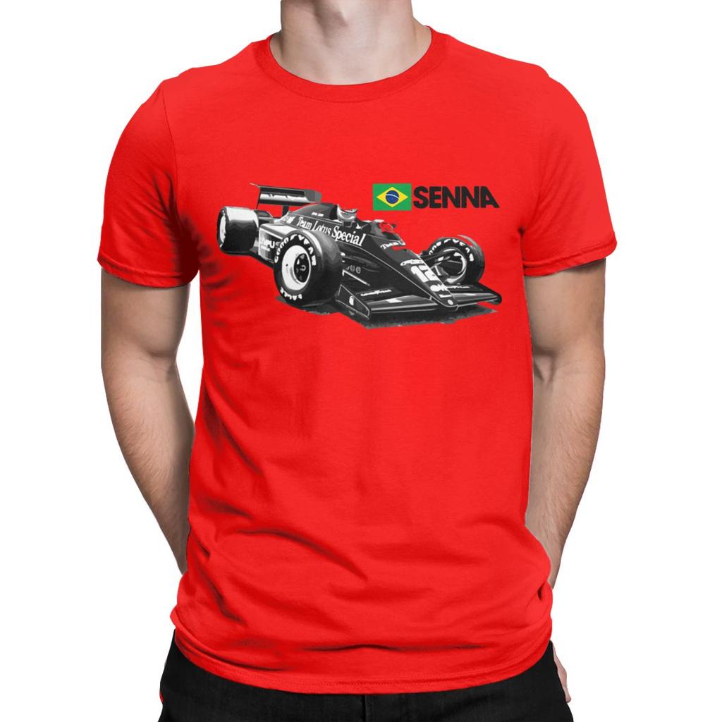 Brazilian Racer Ayrton Senna 97T Car TShirts for Men Vintage Pure Cotton Tees Crew Neck Short Sleeve large size gift Tops