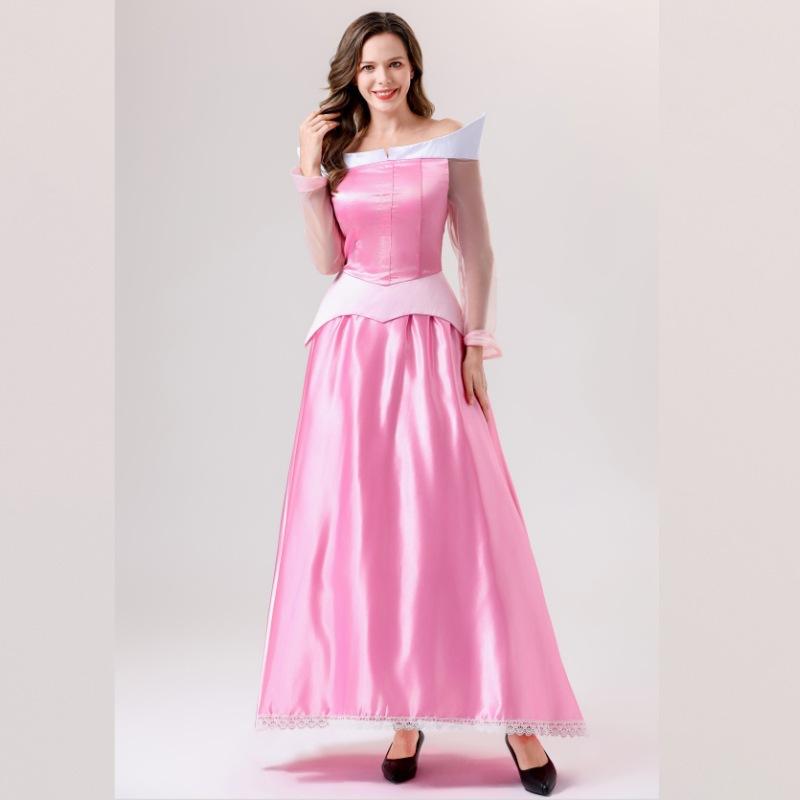 New Adult Ladies Fairy Tale Sleeping Beauty Princess Two-Color Dress Cosplay Costume