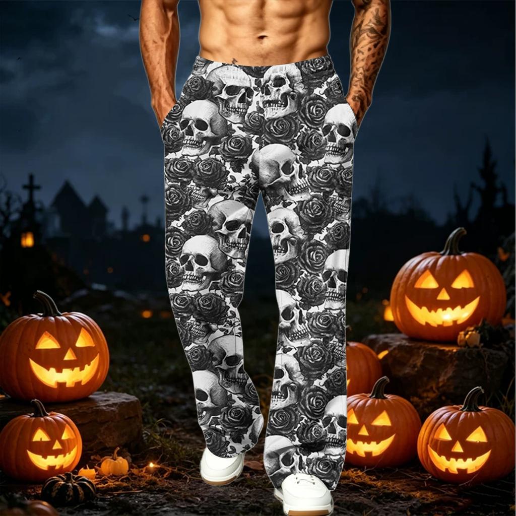 Men's Relaxed Fit Wide Leg Printed Sweatpants with Pockets Casual Joggers for Everyday Wear