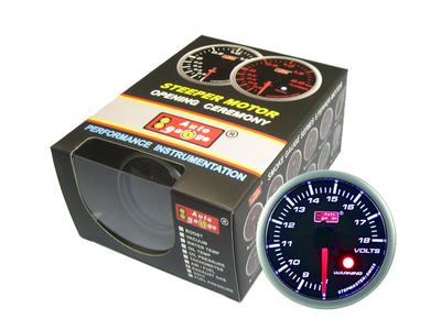 AUTOGAUGE SM60AVOSWL270 Voltmetr, Černý ciferník Bílá LED, Varovná funkce, 60 mm