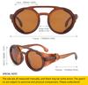Exclusive Gothic Motorcycle Sunglasses Retro Round Sunglasses Side Shield Retro Steam Punk Glasses for Gentlemen [SHEEN KELLY] [Amazon Brand]