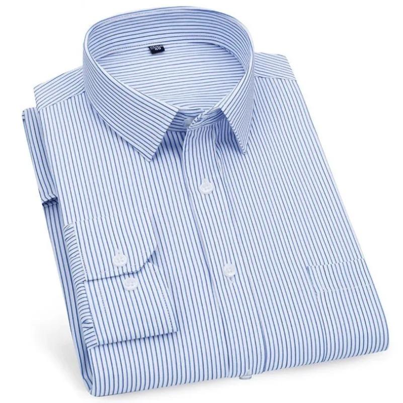 Men's Business Casual Shirts Purple Blue Cotton Regular Fit Long Sleeve Classic Plaid Striped Checked Social Work Dress Shirts