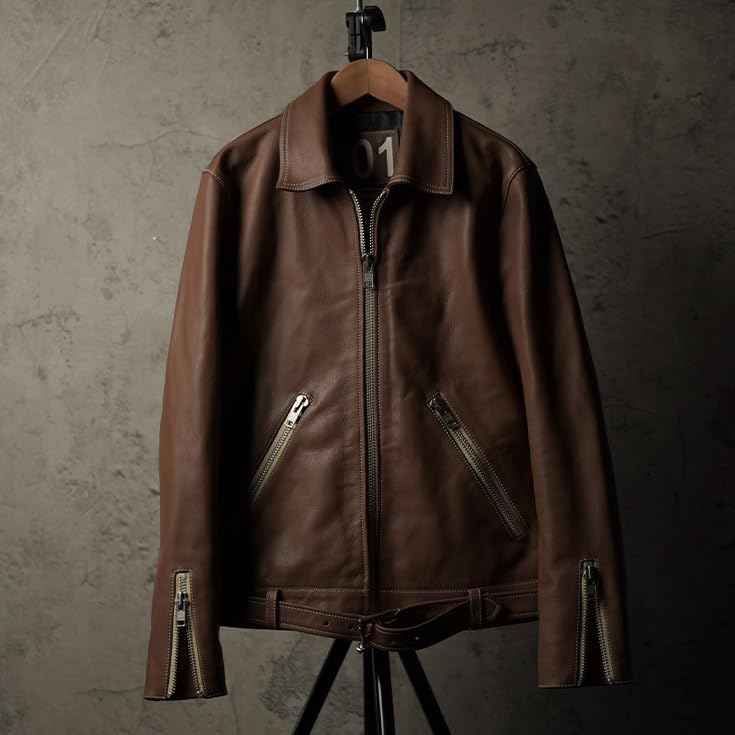 VALLET Genuine Leather Single Rider Jacket VALLET01AN S Size Brown [Liugoo Leathers] (Valette) Men's