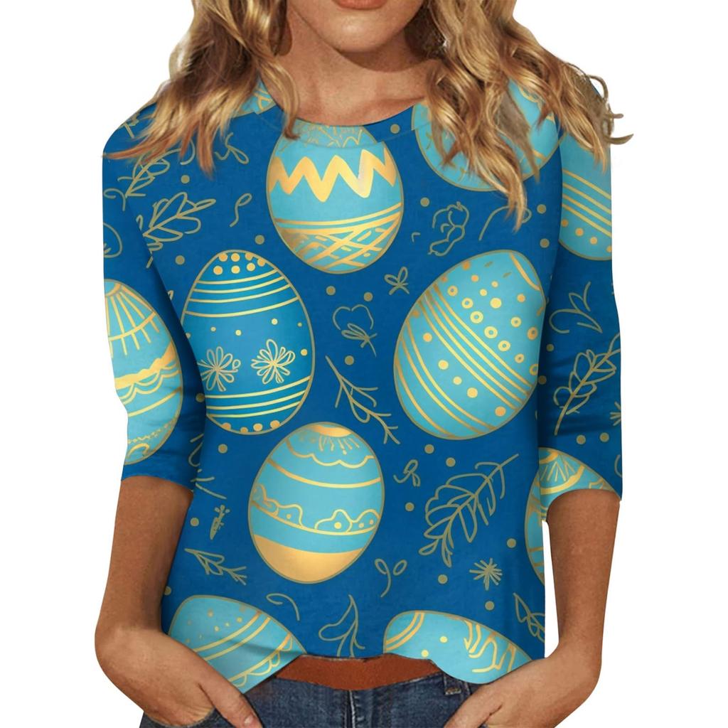 Summer new fashion women's casual long-sleeved printed T-shirt