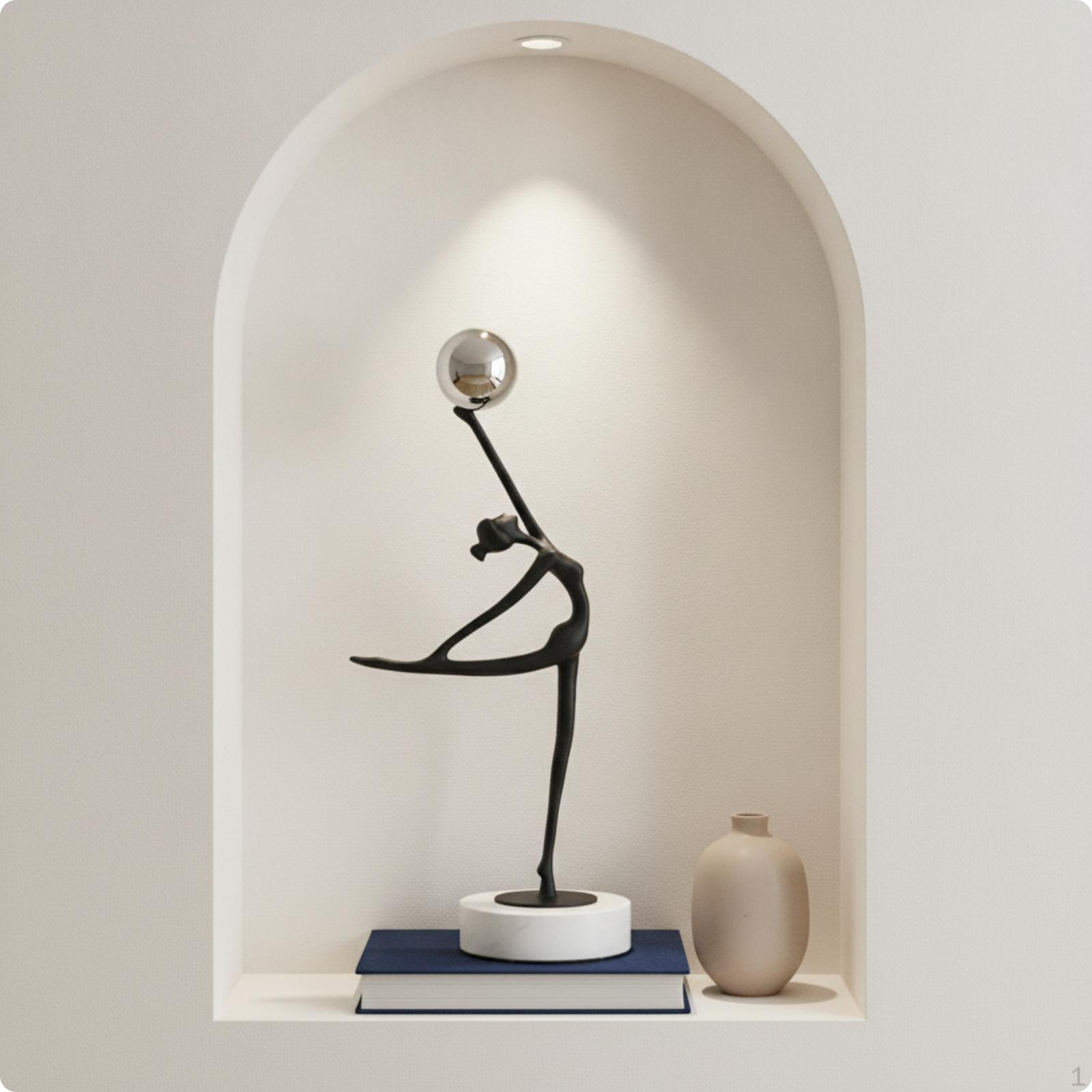 Ballet Dancer Figurine with Base Abstract Ballerina Sculpture Marble Modern
