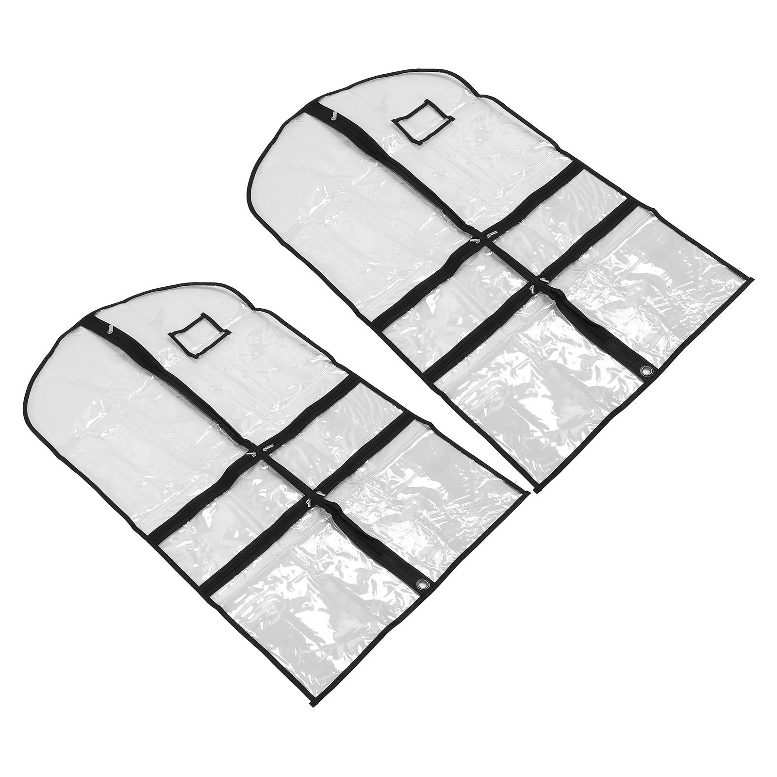 

2 шт. чехлов для одежды, прозрачные чехлы для одежды из ПВХ, пылезащитные с 4 карманами и