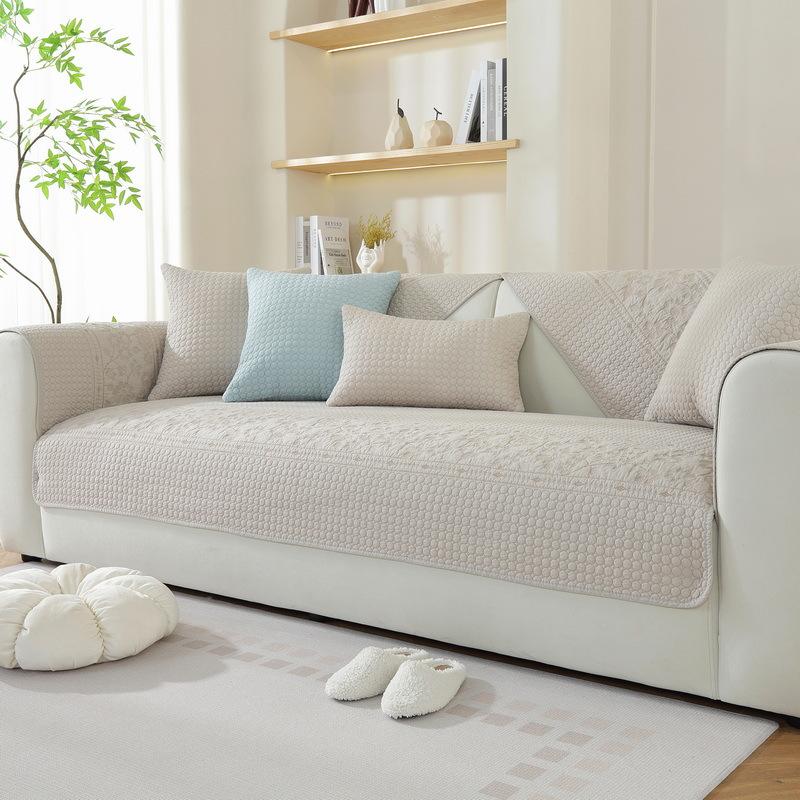 

Ins Cream Wind Pure Cotton Sofa Cushion Full Cover Sofa Cover Non-Slip Leather Sofa Full Cover Towel Four-Season Universal Seat Cushion 70*70cm