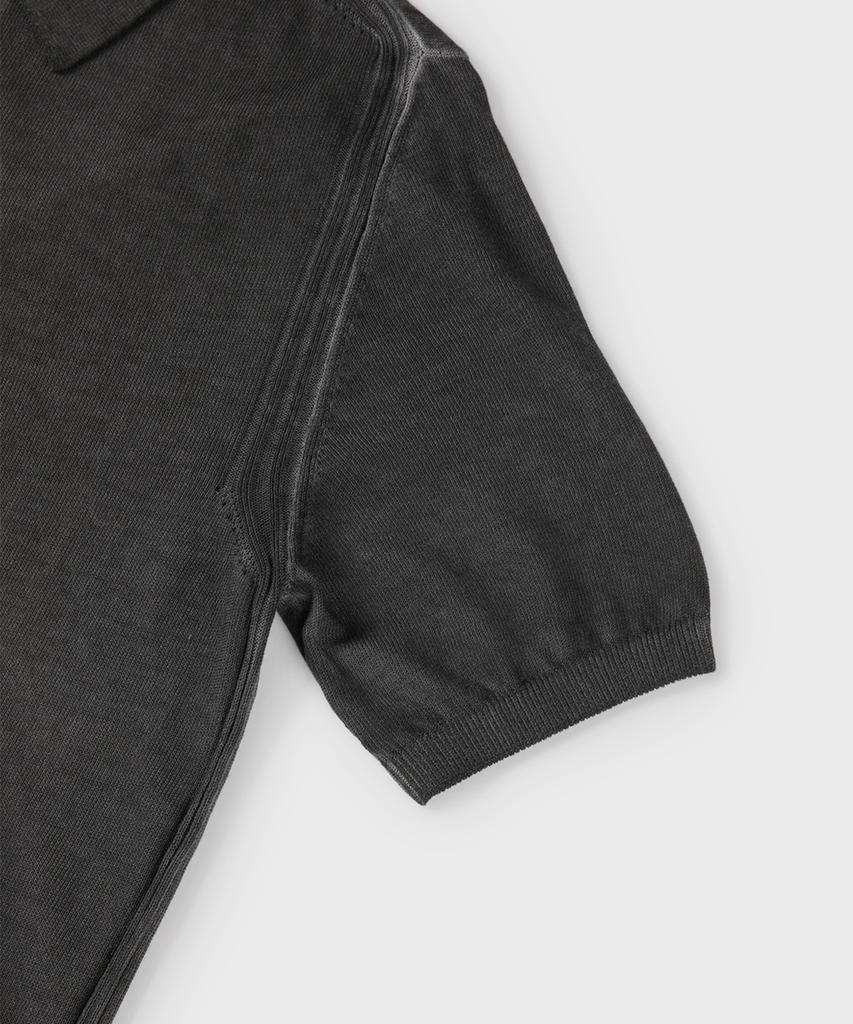 PANICALE Charcoal Garment-Dyed Polo Knit