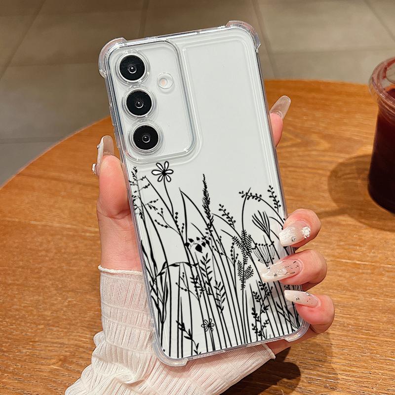 Flower Pattern Phone Case For Samsung Galaxy A57 A37 A17 A56 A16 A55 A36 A26 A15 A35 A54 A53 Transparent Shockproof Soft Cover