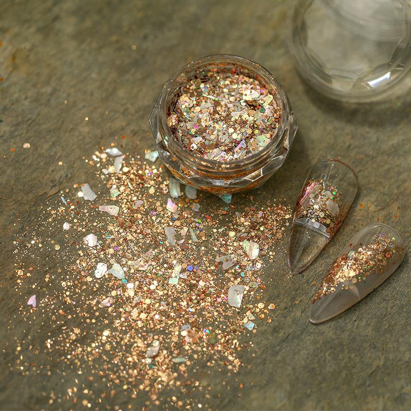 

1Box Irregular Foil Opal Nail Glitter Sequins Sparkly Gradient Symphony Polarized Flakes Silver Gold Mixed Nail Art Decoration