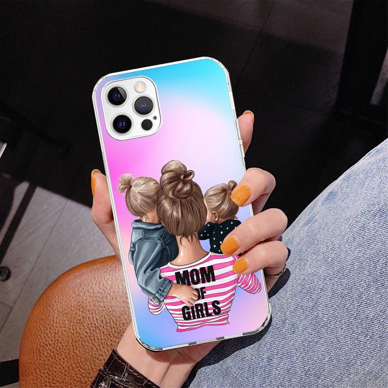 Woman Fashion Girl Super Mom Baby Phone Case For iPhone 17 Air 16 Pro Max 16E 15 + 14 Plus 11 12 13 Mini 7 8 SE Gift Print Cover