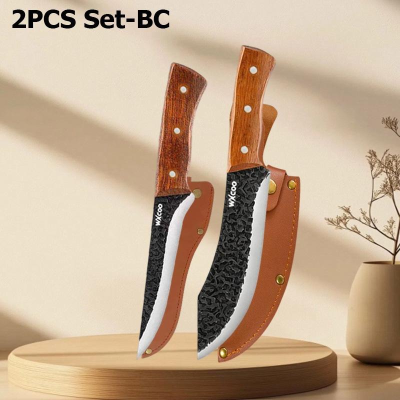 WXCOO Stainless Steel Kitchen Knife Hand Forged Full Tang Rosewood Handle Boning Knife Butcher Knife Meat Cleaver with Sheath