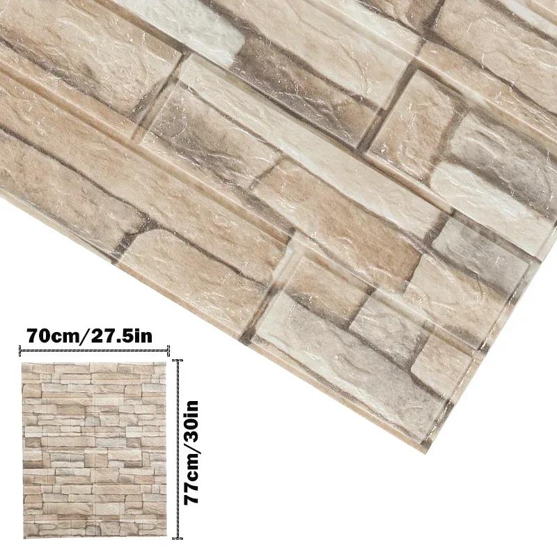 5PCS 3D Self Adhesive Foam Wall Sticker Waterproof  Bedroom Home Decor DIY Imitation Brick Wallpaper for Living Room Decoration