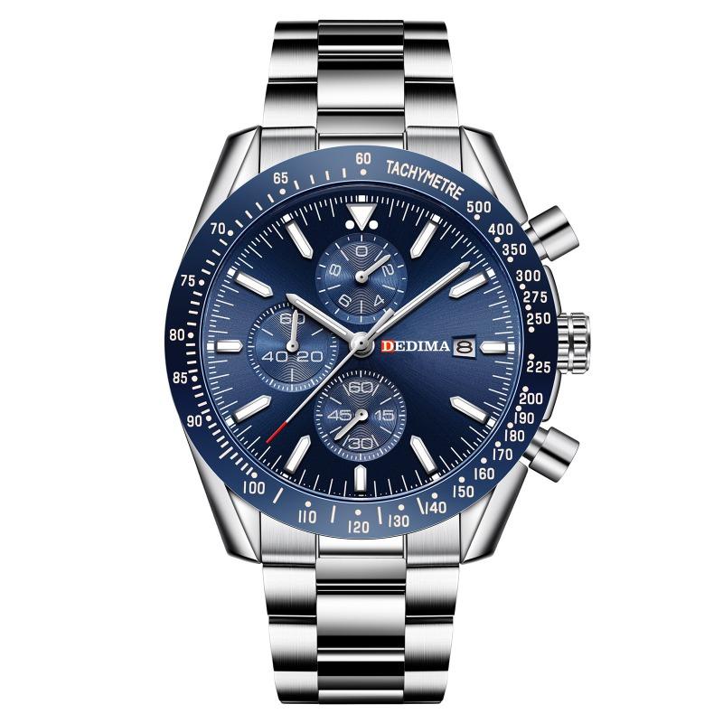 Top Brand Fashion Men s Three-eye Six-pin Multifunctional Sports Watch Luminous Waterproof Steel Butterfly Buckle Wrist Watch