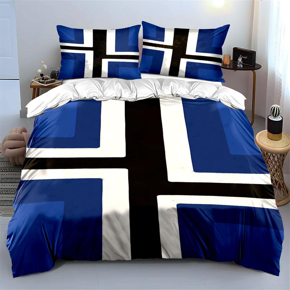 Blau-weißes Kreuz. Bettwäsche-Sets Bettbezug-Sets Bettbezüge Kissenbezüge(1 * Bettbezug 2 * Kissenbezüge ohne Bettdecke)