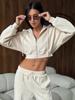 European and American Style Hooded Short Sweater Wide-leg Pants Suit Women, Autumn New Zipper Casual Sports Two-piece Set