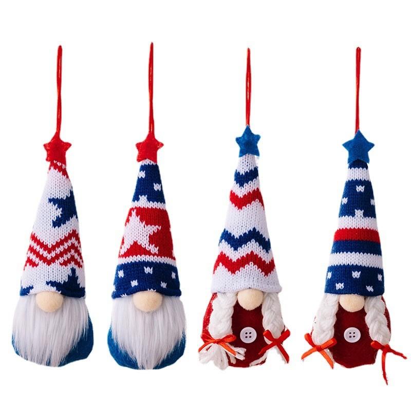 Handmade Patriotic Swedish Gnome Decor For Independence Day Featuring Adorable Knit Hats