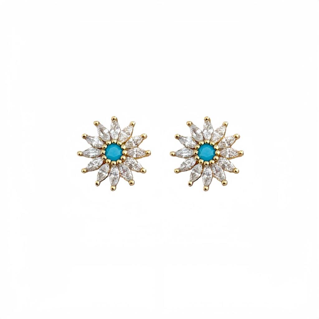 Elegant Retro Daisy Rhinestone Earrings - S925 Sterling Silver Studs