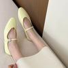 Fashion Bailamos Brand Women Silver Flats Fashion Square Toe Shallow Ladies Slip On Ballet Shoes Soft Casual Flat Mary Jane Shoes Mujer