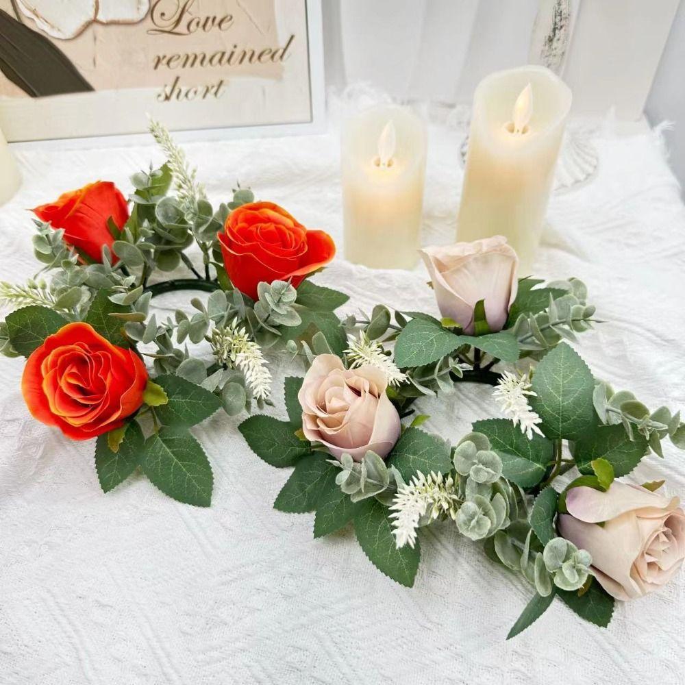 Romantic Rose Candlestick Exquisite Aromatherapy Candlestick Crafts Wreath Ring  Gift