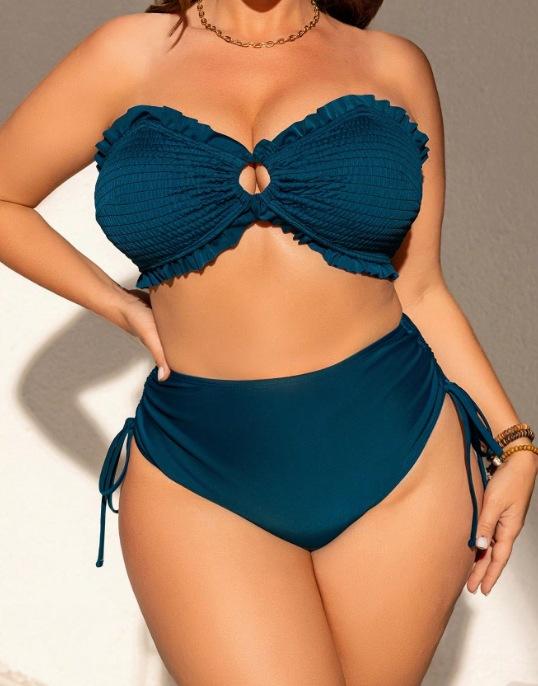 Large Size Swimsuit For Women 2-piece Set, Removable Shoulder Straps, Sexy Split Women's Bikini, Vacation Swimsuit