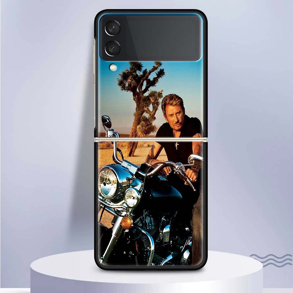 Johnny Hallyday Music Coque Phone Case For Samsung Galaxy Z Flip 6 5 4 3 5G Black Hard Cover ZFlip6 ZFlip5 ZFlip4 ZFlip3 Fundas