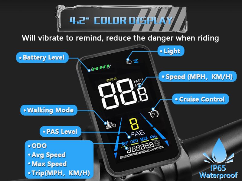 YOLIN LCD Display Mobile Devices Vertical Ebike Lcd Display Display 24V-60V YL-81F Colorful Cycling Computer With Charging Port