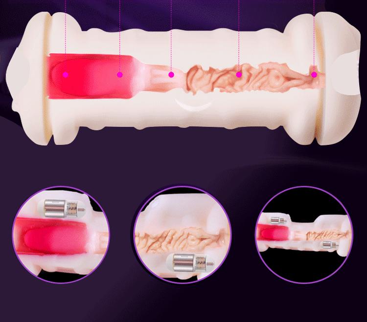 Male Masturbator Vibrator Real Vagina for Men Silicone Toy,Deep Throat Pussy Mouth Double Sex Toys