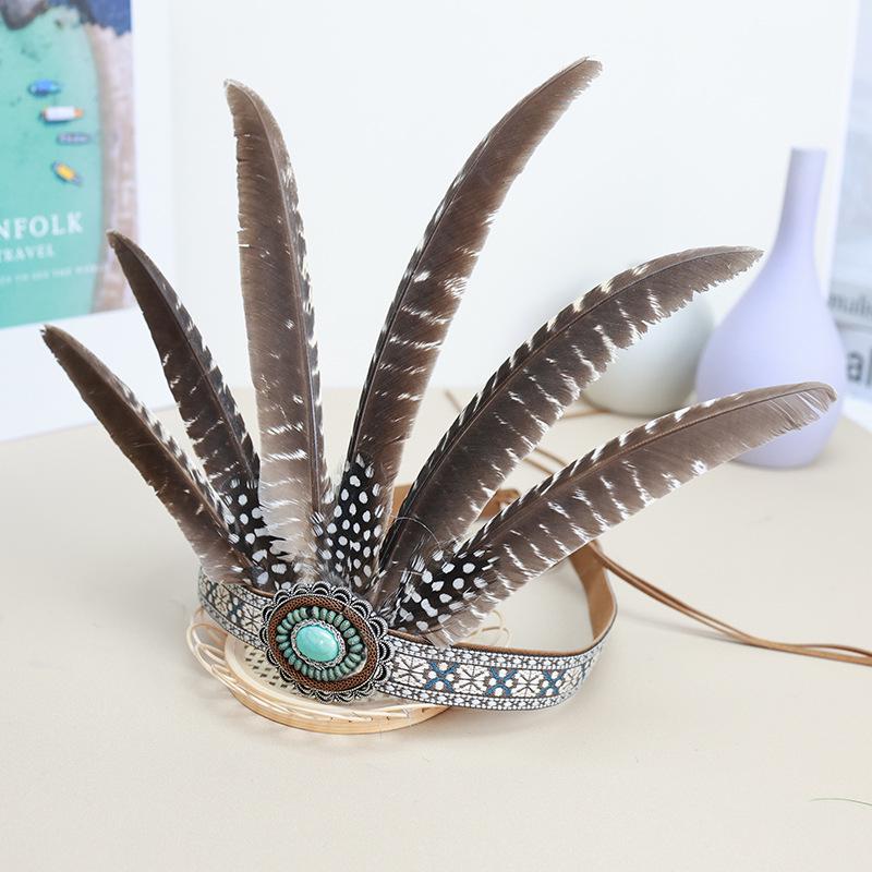 Indian Feather Headdress - Chief Hair Ornament for Children & Adults, Festival Performance Props