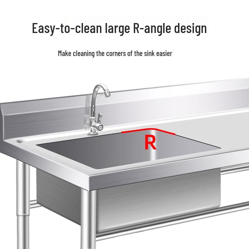 Commercial 304 Stainless Steel Single Bowl Kitchen Sink with Right Platform