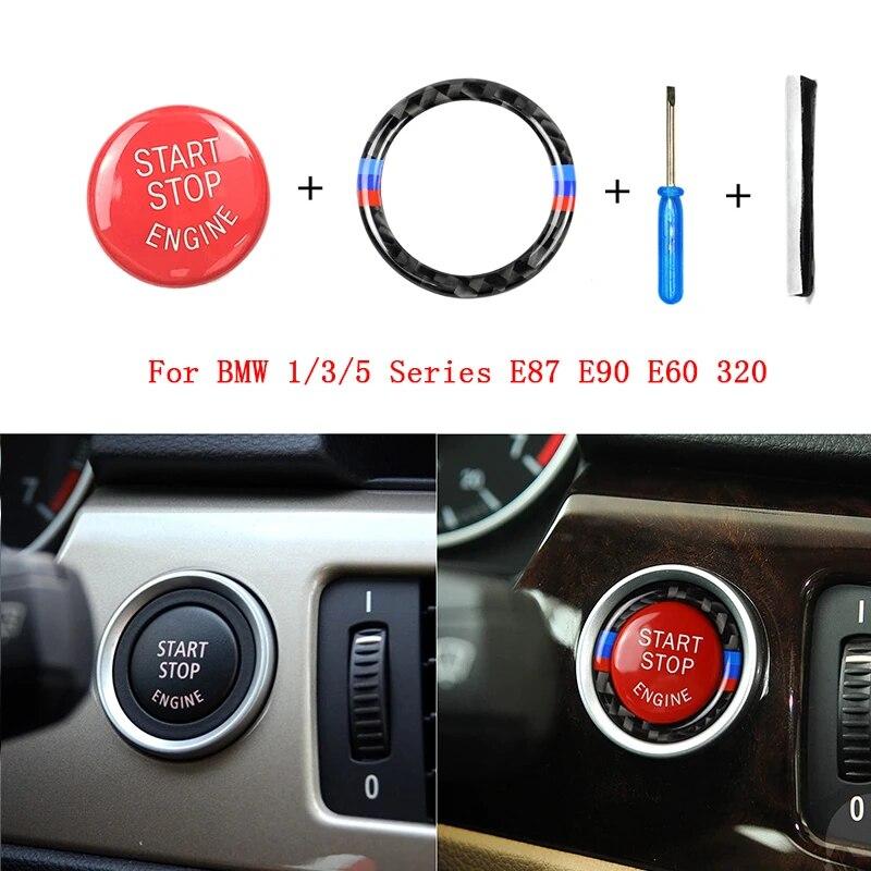 Auto Motor Start Stop Tlačítko Ozdobný kroužek Auta Styl příslušenství pro BMW řady 1/3/5 E87 E90 E60 320