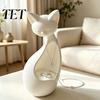 Modern Cat Decor for Bedroom Minimalist Abstract Sleeping Statue, 3D Printed Matte White Hollow Ornament Themed Birthday Gifts Tabletop Decor,