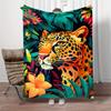 Cozy Cartoon Leopard Print Flannel Throw Blanket - Lightweight, Soft & Warm for Couch, Bed, Travel, Camping | Available in Sizes