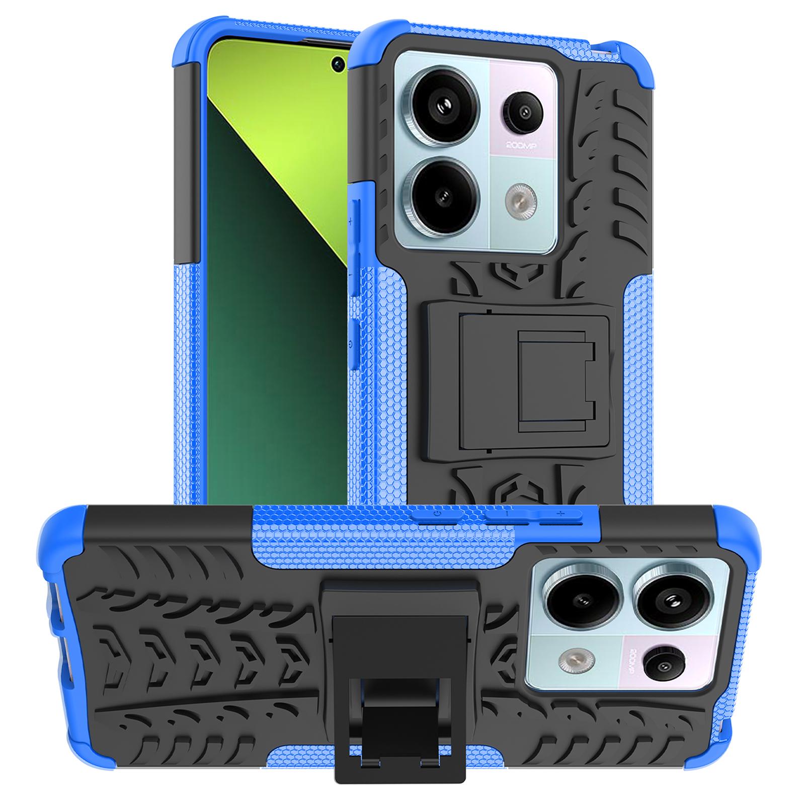 

For Xiaomi Redmi Note 13 Pro 5G/Poco X6 5G Case PC+TPU Tyre Pattern Phone Cover with Kickstand Blue