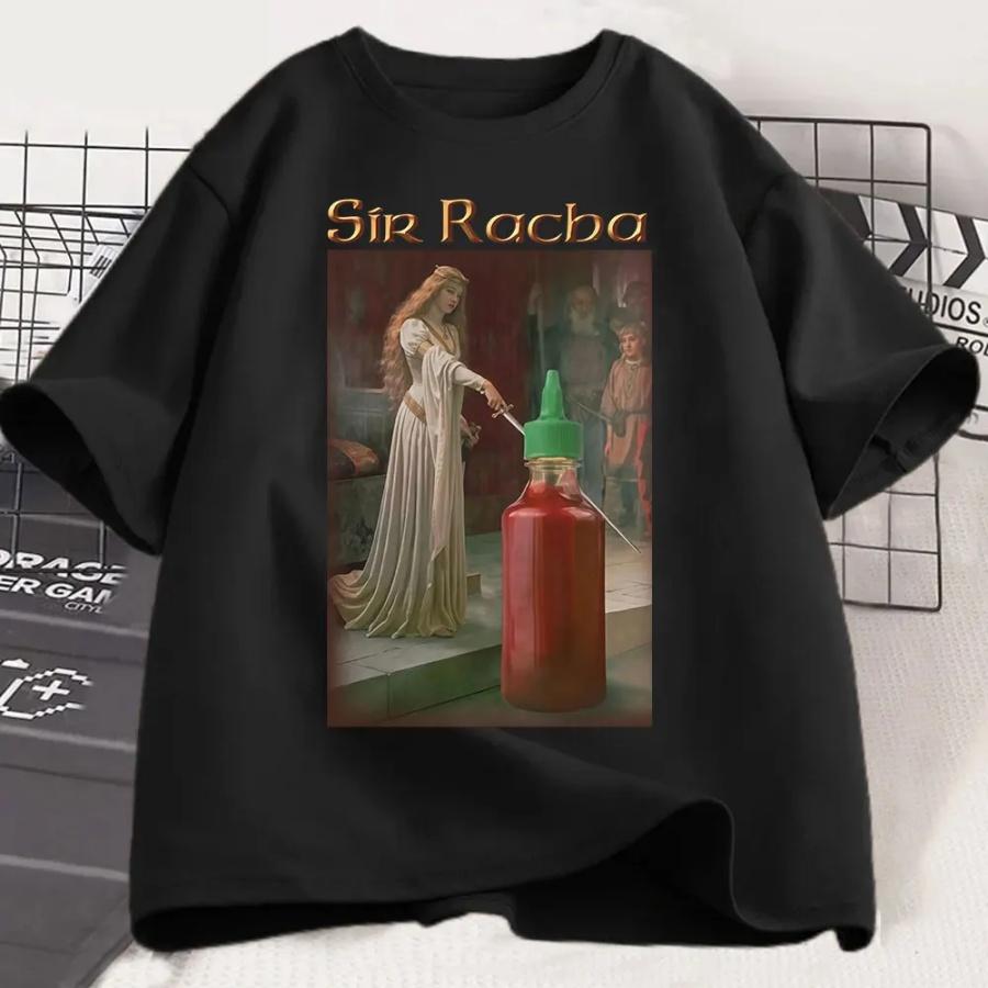 

Sir Racha Funny Chili Sauce T-Shirt Men Women Clothing Casual Cotton Short Sleeve T-Shirts Vintage Fashion Tee Shirt Oversized XXXXXL чорний