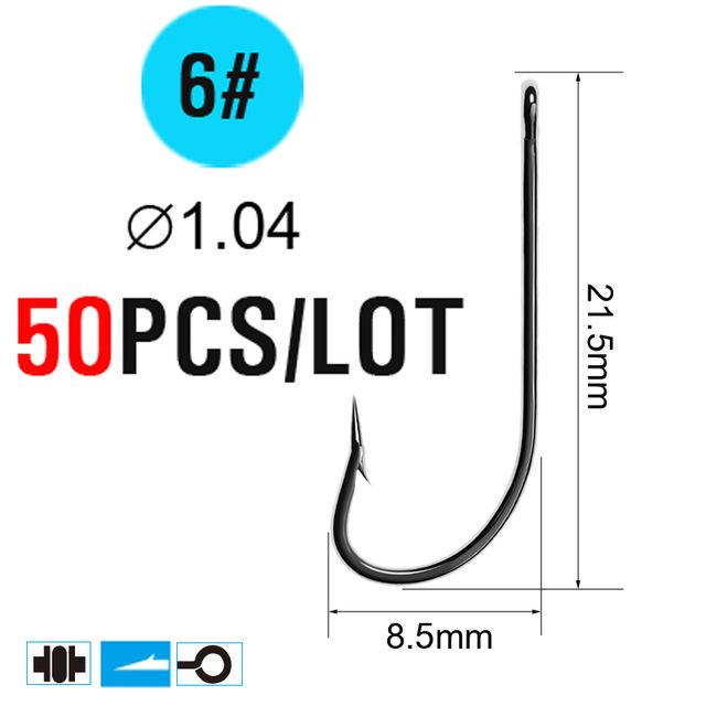 

50 штук. Крючок рыболовный с высокоуглеродной кованой стали #6