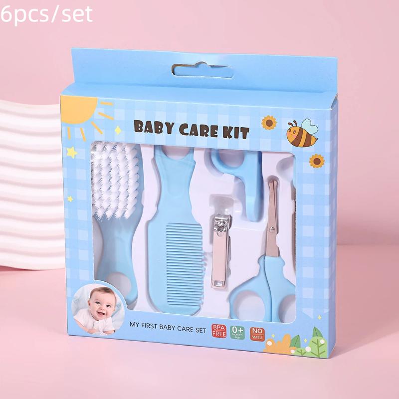 6/10 Stück/Set Baby Gesundheitspflege-Set Kinder Nagel Haar Gesundheitspflege Pflegebürste Nagelknipser Beißring Zahnbürste Baby Grundausstattung