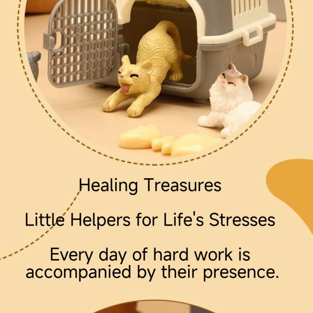 Mini-Tierkatze-Hund-Figur Spielset, Rollenspiel-Tierpflege-Spielzeugset mit Käfig-Futterzubehör für Kinder