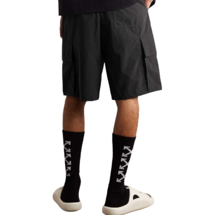 Off-White SS22 Industrial Solid Color Belt Casual Shorts Black Men's OMCB064C99FAB0011007