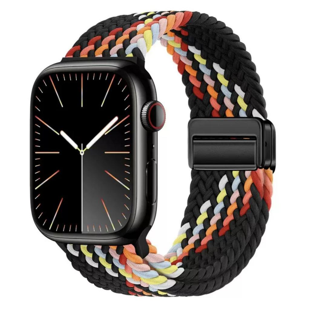Geflochtenes Solo Loop-Armband aus Nylon für Apple Watch Band Ultra2 49 mm 9 8 7 41 mm Metall-Magnetarmband 45 mm 6 5 4 SE 44 mm verstellbarer elastischer iWatch-Gurt